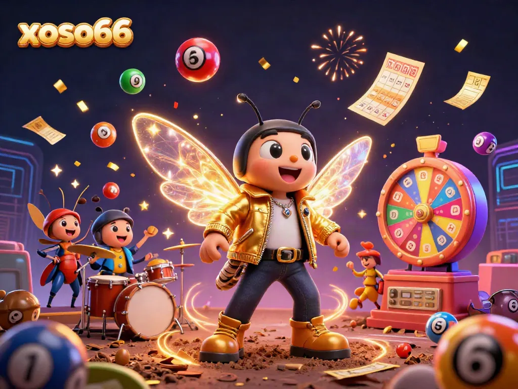 Experience exciting lottery wins with xoso66, featuring vibrant graphics and dynamic characters.