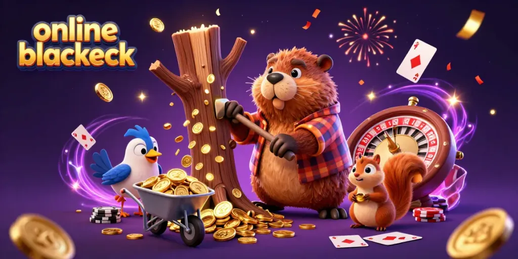 Experience the excitement of online blackjack with this vibrant and dynamic illustration featuring engaging characters and casino elements.