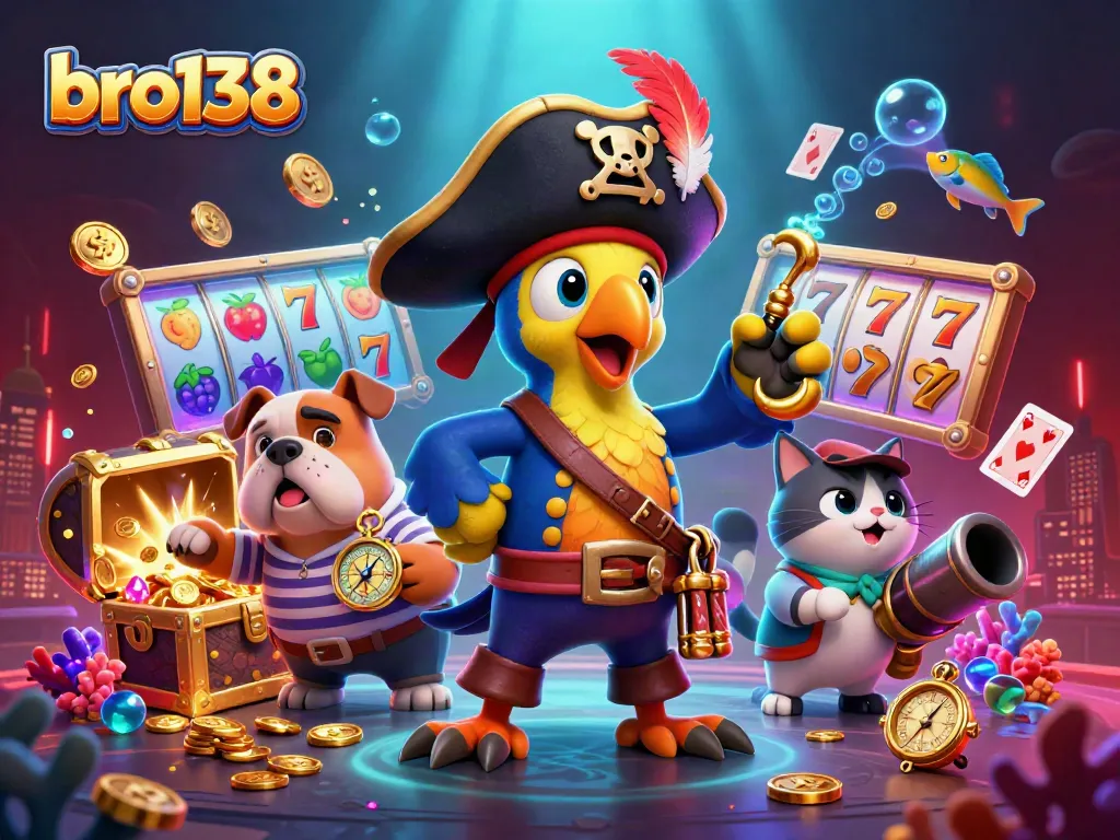 Experience wins at bro138 with dynamic 3D casino elements showcasing gambling excitement.