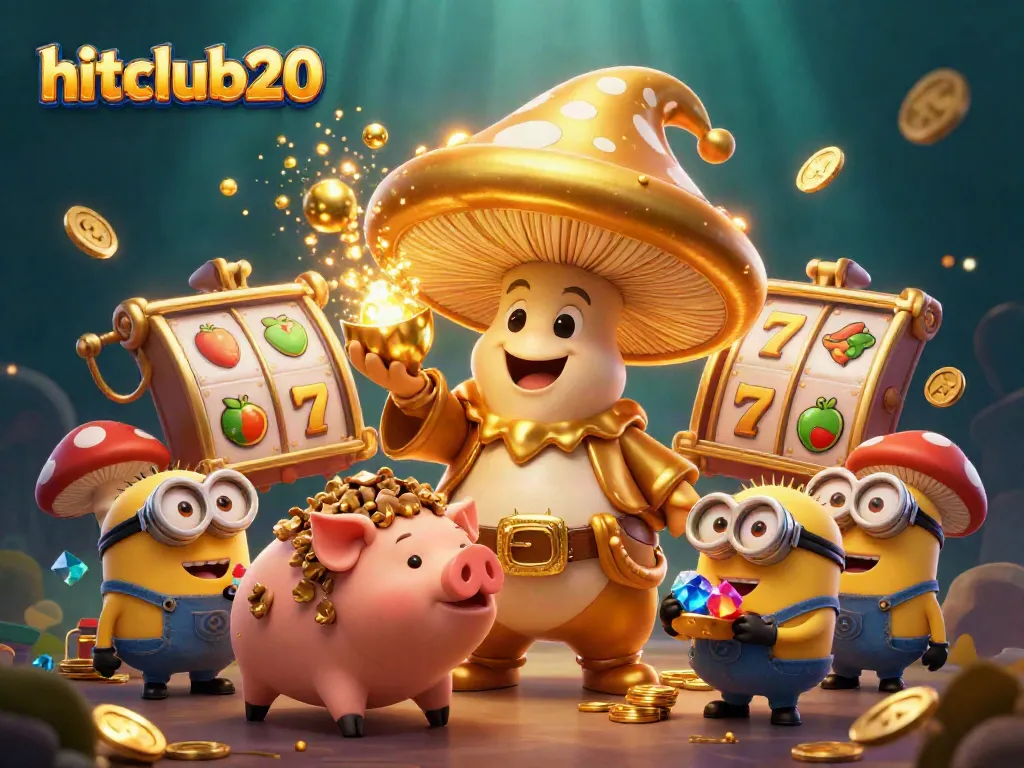 Experience the thrill of hitclub20 with vibrant game scenes of golden magic and dynamic slot elements.
