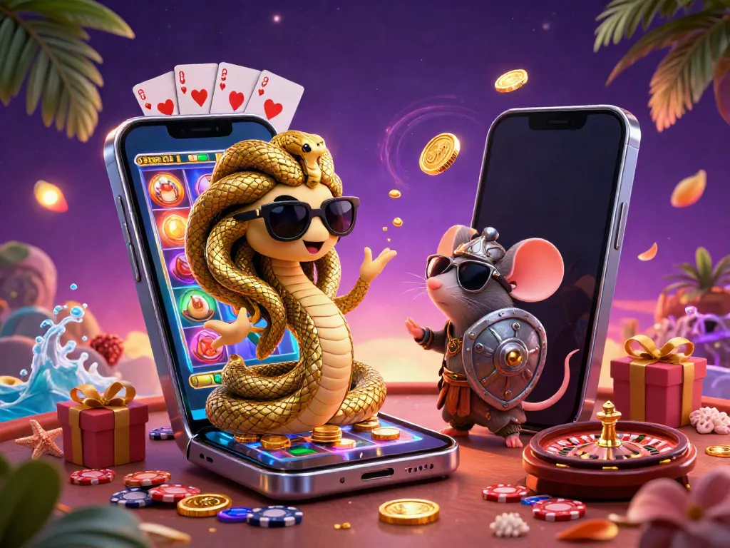 Engaging scene of skyinplay exchange featuring Medusa and warrior mouse surrounded by vibrant casino elements.