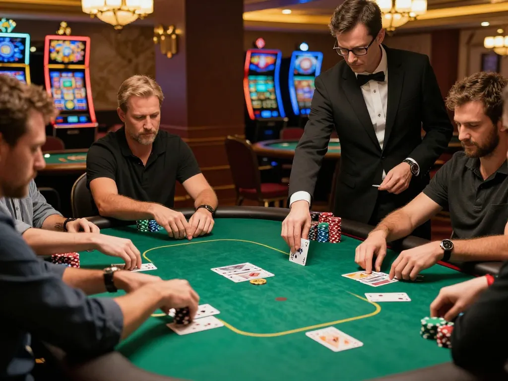 Experience Go88 action at an upscale poker table with players and dealers in focus.