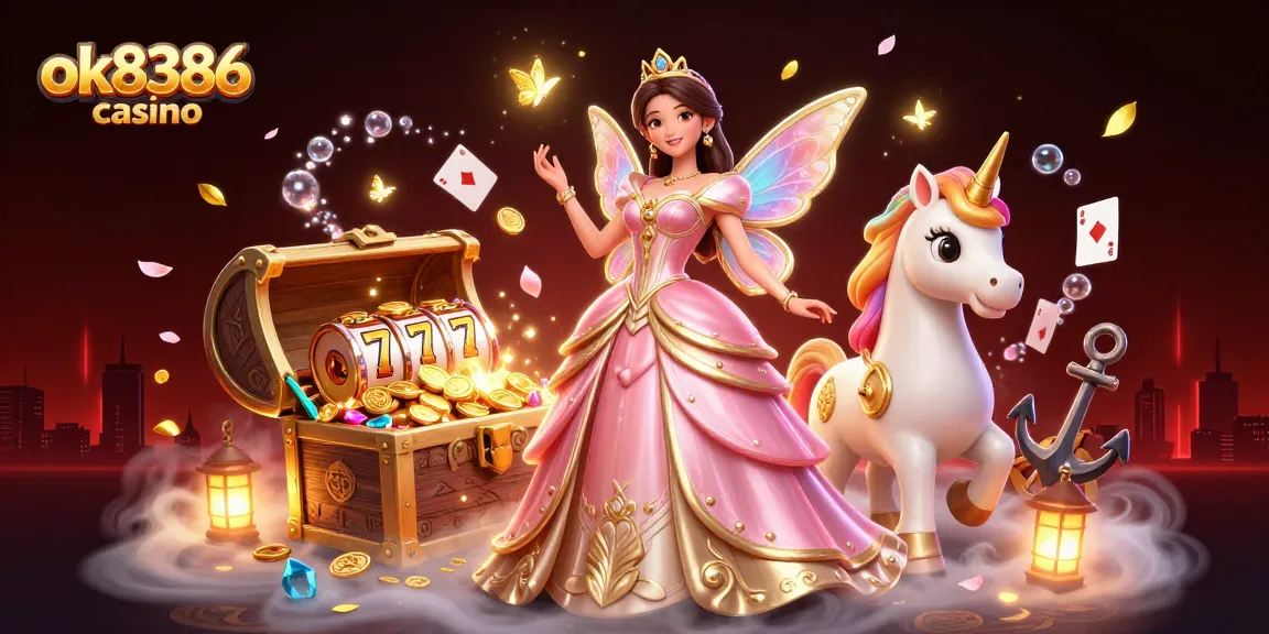 Engage with the vibrant ok8386 casino world through this captivating illustration of an Asian woman, golden unicorn, and dynamic games.
