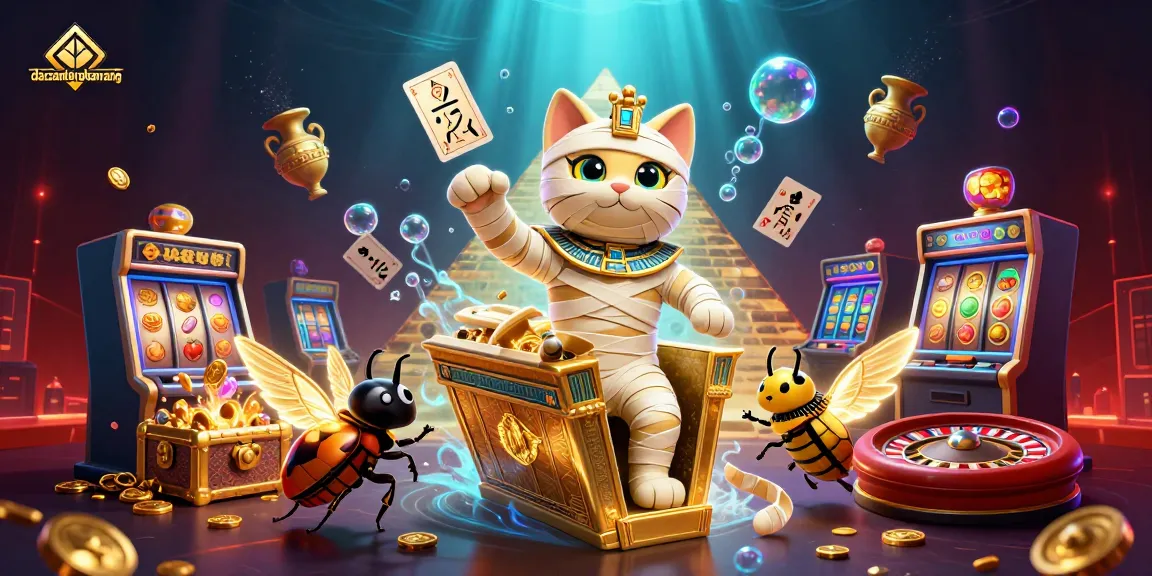 Engage with dacsandatphanrang as the mummy cat bursts through a golden sarcophagus in an exciting casino scene.