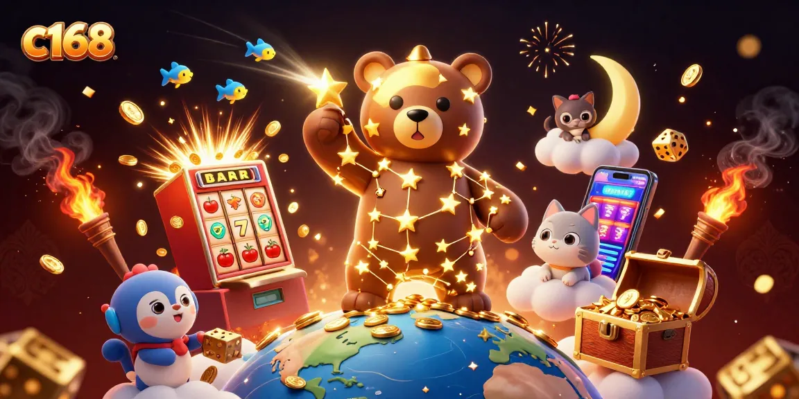 Experience the excitement of c168 slots with dynamic golden coins, vibrant symbols, and engaging 3D characters.