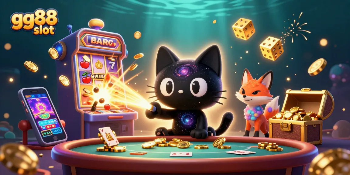 Experience the excitement of gg88 slot with vibrant casino elements and characters in a cosmic setting.