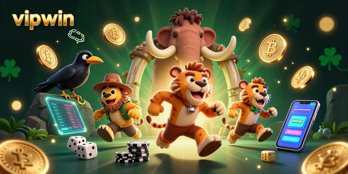 Join vipwin for exciting casino adventures with 3D characters in a vibrant, prehistoric setting.