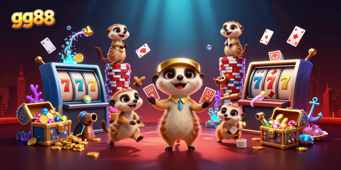 Experience the thrilling atmosphere of gg88, a colorful casino scene with meerkats and exciting gaming elements.